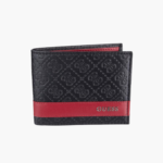 Guess Men's Leather Slim Bifold Wallet, Black/Red, One Size