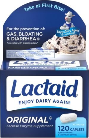 Lactaid Original Strength Lactose Intolerance Relief Caplets with Natural Lactase Enzyme